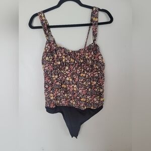 Abercrombie & Fitch Black Floral Bodysuit
